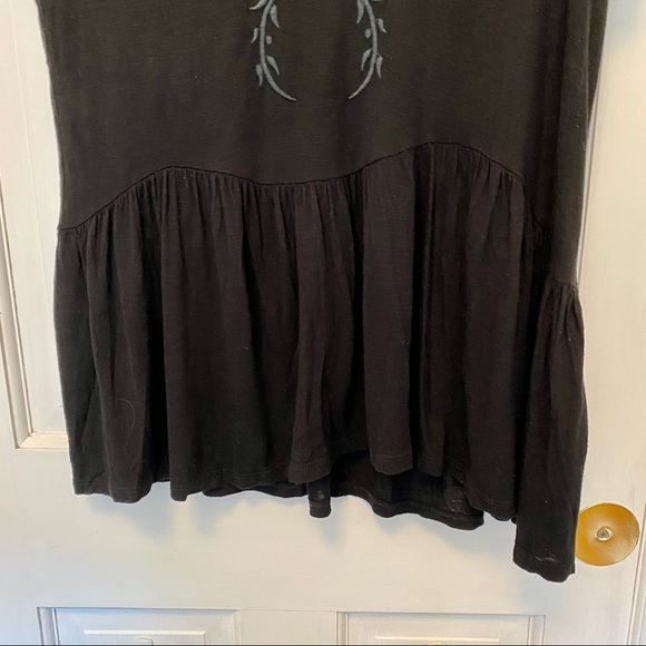 Free People Black Short Sleeve Top with Lace Inserts M - Picture 5 of 8